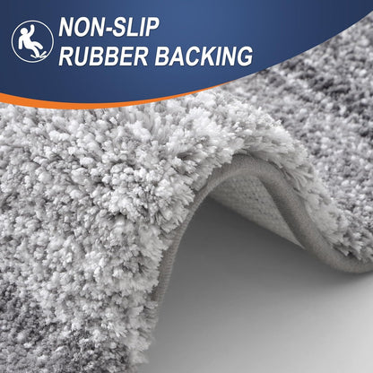 OLANLY Bathroom Rug Set - Soft Absorbent Microfiber Mats & U-Shaped Contour Rug | Non-Slip, Machine Washable, Grey (24"x16" + 24"x20")