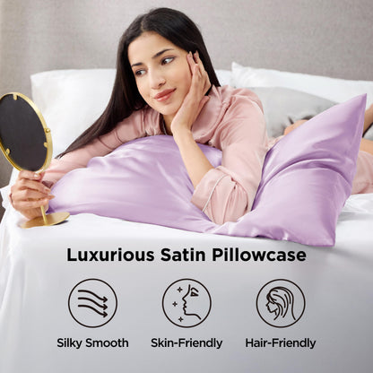 Bedsure Satin Pillowcase 2 Pack Similar to Silk Pillow Cases Standard Size, Pillow Case for Sleeping Women with Envelope Closure, Gifts for Women Men, Navy, 20x26 Inches, 2pcs
