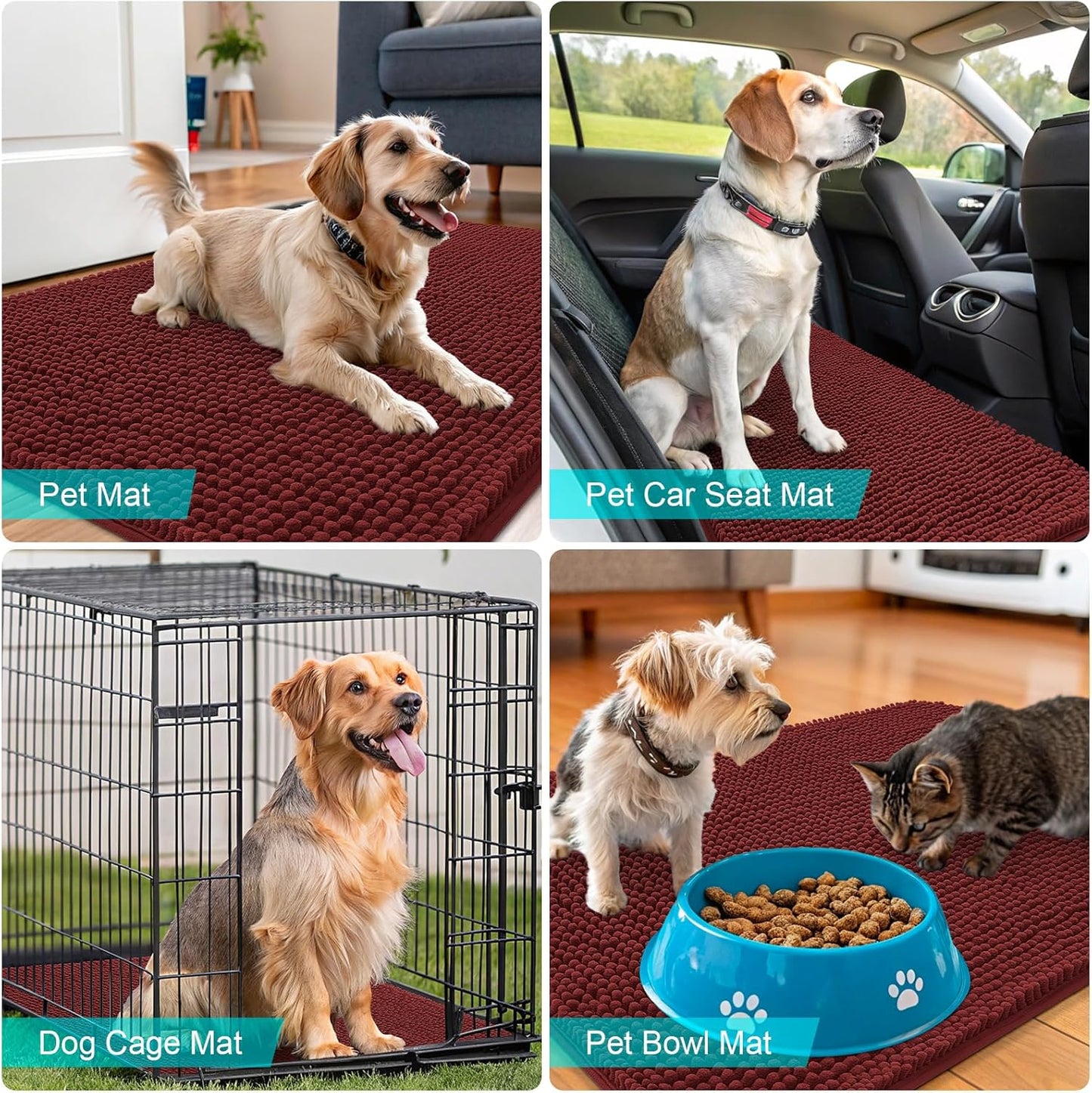 OLANLY Dog Door Mat - Absorbent Non-Slip Washable Doormat for Muddy Paws | 45x27, Caramel Russet