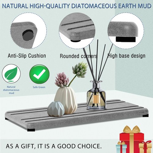 Diatomite Stone Sink Tray by DryingNeat - 3PCS Water Absorbing Coasters | Fast Drying Kitchen Sponge Holder (8x4 & 4x4 Inches)