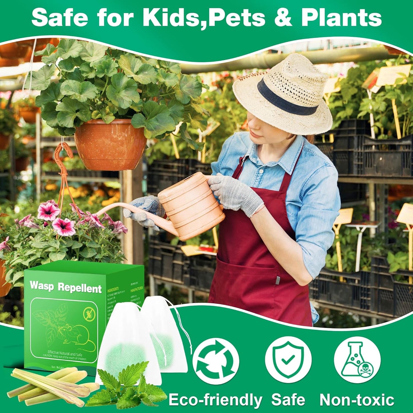 Skiennix Natural Wasp & Bee Repellent - Peppermint Oil Formula | 12 Pack, Safe for Pets & Humans