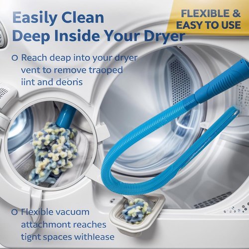 Dryer Lint Vac Attachment - 3-Piece Extendable Dryer Vent Cleaner Kit for All Vacuum Cleaners