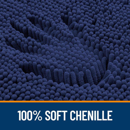 OLANLY Bathroom Runner Rug - Soft Absorbent Chenille with Rubber Backing | Quick Dry, 59x24, Twilight Sapphire