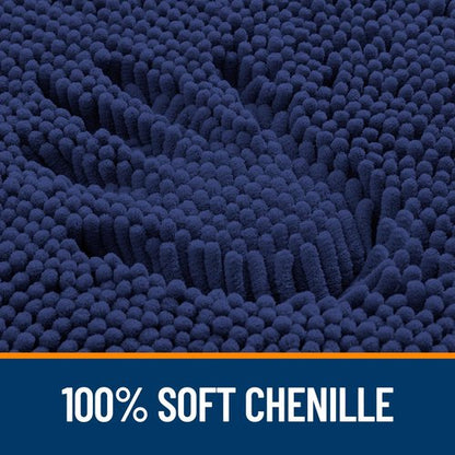 OLANLY Bathroom Rugs 36x24, Extra Soft Absorbent Chenille Bath Rugs, Rubber Backing Quick Dry, Machine Washable Bath Mats for Bathroom Floor, Tub and Shower, Home Decor Accessories, Twilight Sapphire