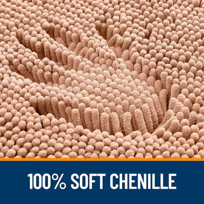 OLANLY Large Bathroom Rugs - Extra Soft Absorbent Chenille Bath Mats | Quick Dry, Machine Washable, Peach 44x32
