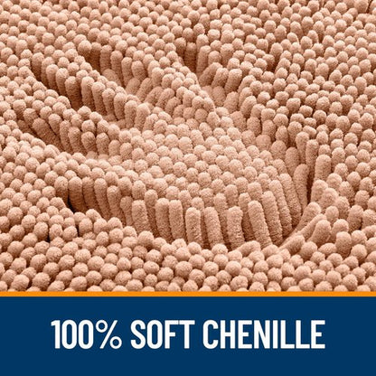 OLANLY Bathroom Rugs 40x24, Extra Soft Absorbent Chenille Bath Rugs, Rubber Backing Quick Dry, Machine Washable Bath Mats for Bathroom Floor, Tub and Shower, Home Decor Accessories, Peach
