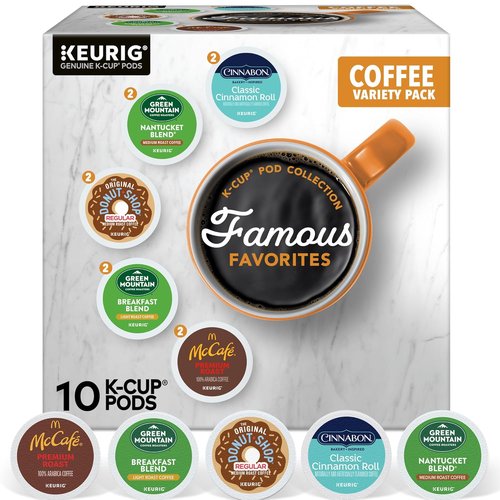 Keurig Famous Favorites Variety Pack - Single-Serve K-Cup Pods | 10 Count for Coffee Lovers