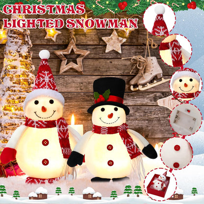 Tujoe Lighted LED Snowman Figurines - 10 Inch Christmas Tabletop Decor | Battery Operated Holiday Ornament