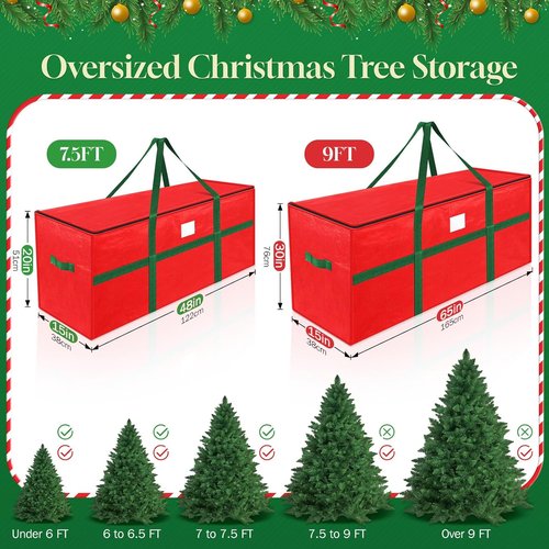 EverMerry Christmas Tree Storage Bag - 7.5 Ft Heavy-Duty Design with Carrying Handles & Dual Zipper