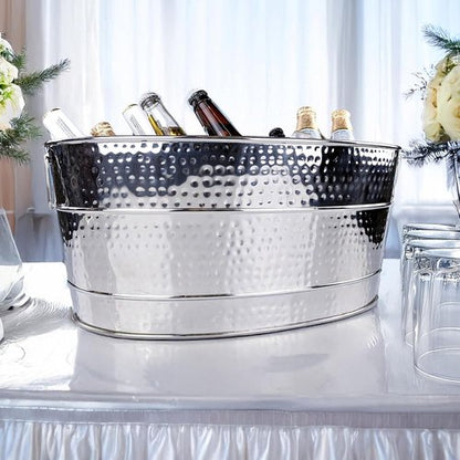 BREKX Aspen Heavy-Duty Oval Stainless Steel Drink Cooler for Parties - Metal Large Ice Bucket for Drinks, 25-Quart (30-Bottle) Large Cooler Ice Container for Parties