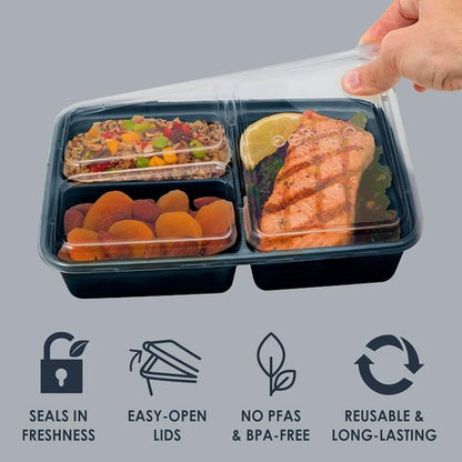 Bentgo Prep - 20-Piece Reusable Meal Prep Containers | Durable, BPA-Free, Microwave & Dishwasher Safe (Navy Blue)