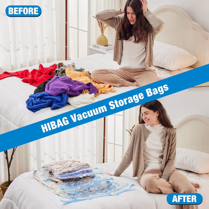 Space Saver - 8 Medium Vacuum Storage Bags for Clothes | Pump Included for Easy Use