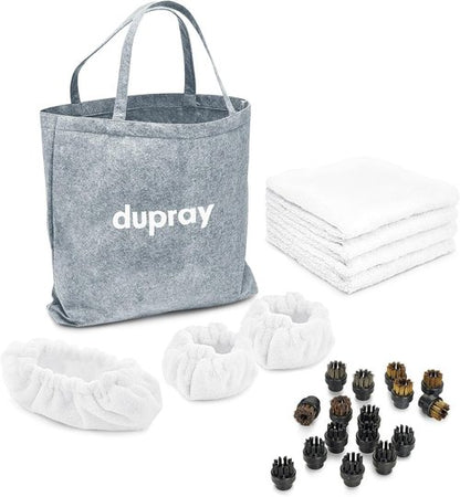 Dupray Steam Cleaning Pack Pro - 24-Piece Accessory Kit with Microfiber Cloths & Brushes
