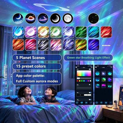 Galaxy Star Projector Night Light with Bluetooth Speaker & Aurora Show