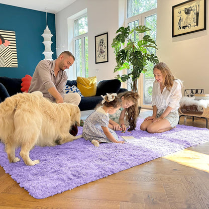 OLANLY 5x7 Large Area Rug - Soft Fluffy Shaggy Carpet for Living Room & Bedroom | Light Purple Decor