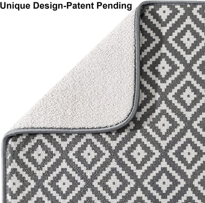 Subekyu Dish Drying Mat - Ultra Absorbent Microfiber Drainer Mats | 2 Pack, 19.2" x 15.8" (Rhombus)