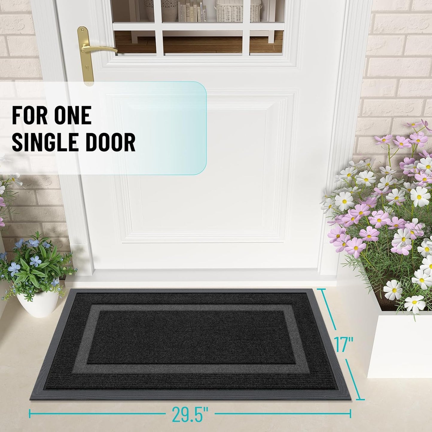 OLANLY Door Mat Set - Geometric Indoor & Outdoor Mats | 29.5"x17" & 32"x20" - Stylish Black Design