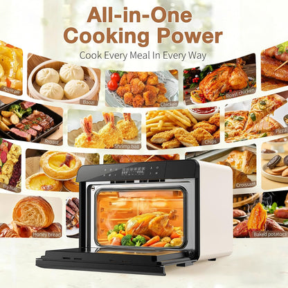 ROBAM Toaster Air Fryer Combi Oven - 20-in-1 Countertop Steam Oven with Convection & Self-Clean | White
