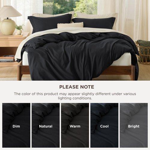 Bedsure Duvet Cover King Size - Soft Double Brushed Bedding Set for Kids & Adults, Zipper Closure, 3 Pieces, Includes 1 Duvet Cover (104"x90") & 2 Pillow Shams, NO Comforter, Black