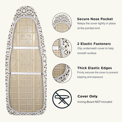 UniSimp Ironing Board Cover - Extra Thick Natural Cotton, Scorch & Stain Resistant | 18"x49" Taupe