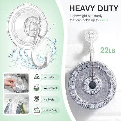 VIS'V Large Suction Cup Hooks - 2 Pcs Set with Razor Hooks for Strong Grip | Ideal for Bathroom Use