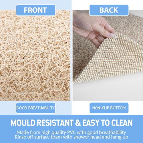 Hargiis Non-Slip Bathtub Mat, Anti Slip Shower Mat, Fast Drying Bathtub Mats, Foot Scrubber Mat, Anti Slip Mat for Tub, Floor, Bathroom, Kitchen, Home, Hotel (Beige 71"×24")