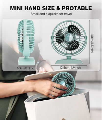JZCreater USB Desk Fan, USB Fan Mini, 360 Rotation Desktop Fan with 3 Speed, Table Personal Cooling Fan, Quiet Mini Desk Fan, USB Powered, Small Fan for Home Office Bedroom Car Travel,Green
