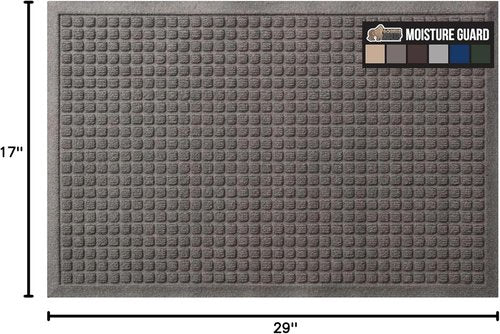 GORILLA GRIP® Ultra Absorbent Front Door Mat - Traps Dirt & Moisture, 29x17 Charcoal, Stain & Fade Resistant