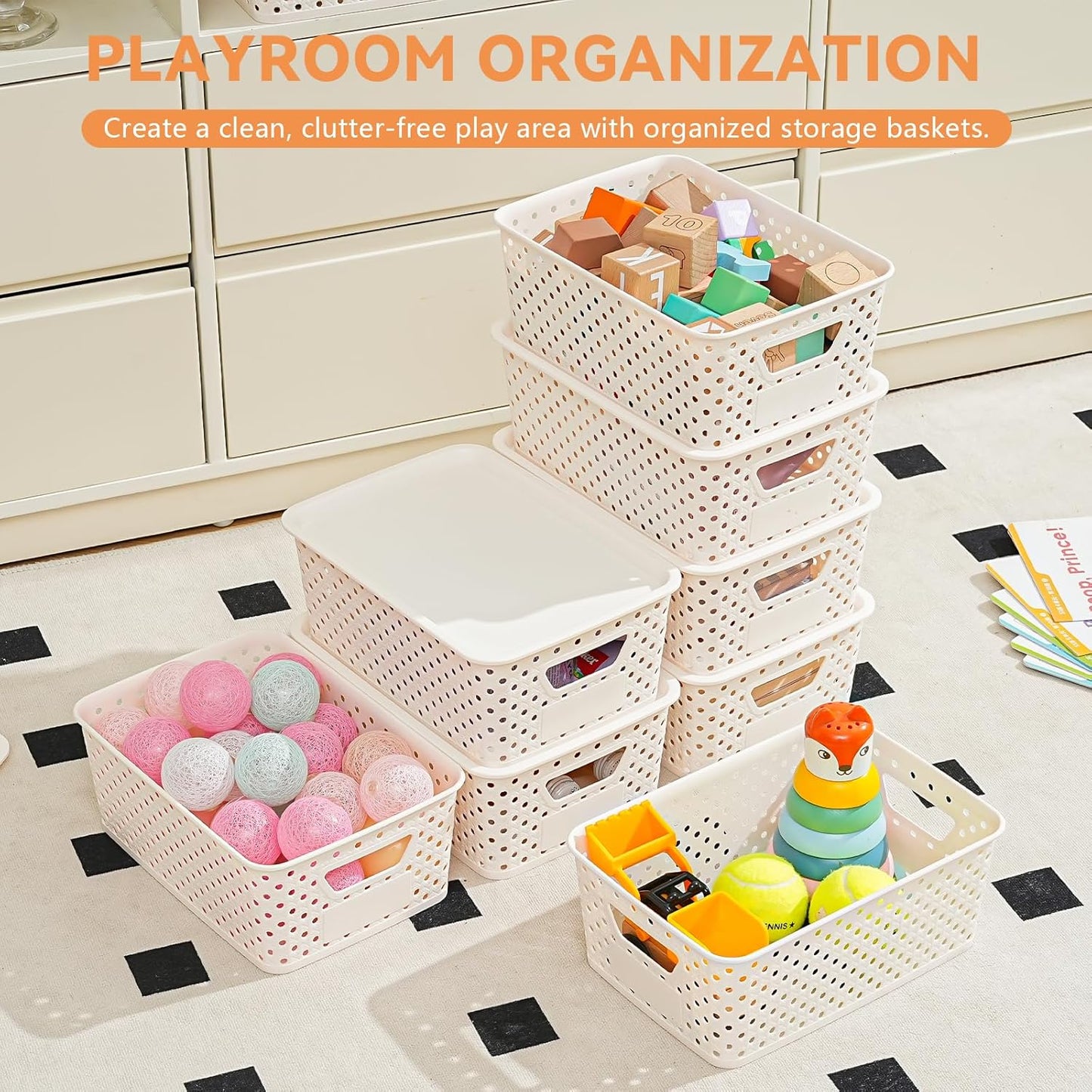 Skiennix 10-Pack Stackable Plastic Storage Bins with Lids - Versatile Organizers for Home & Craft Rooms