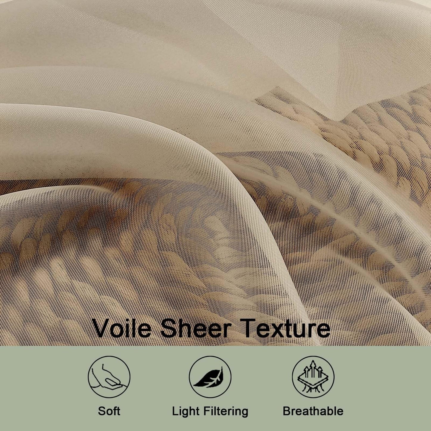 OWENIE Sheer Taupe Curtains 108 Inches Long for Living Room Bedroom 2 Panels Set, Lightweight Airy Taupe Sheer Curtain, Filmy Voile Rod Pocket, 2 PCS, Each 59" W x 108" L