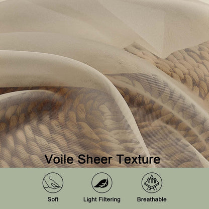 OWENIE Sheer Taupe Curtains 108 Inches Long for Living Room Bedroom 2 Panels Set, Lightweight Airy Taupe Sheer Curtain, Filmy Voile Rod Pocket, 2 PCS, Each 59" W x 108" L