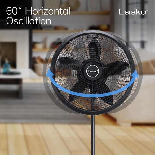 Lasko Oscillating Pedestal Fan - Adjustable Height, 3 Cooling Speeds, 18" - Portable Black Design