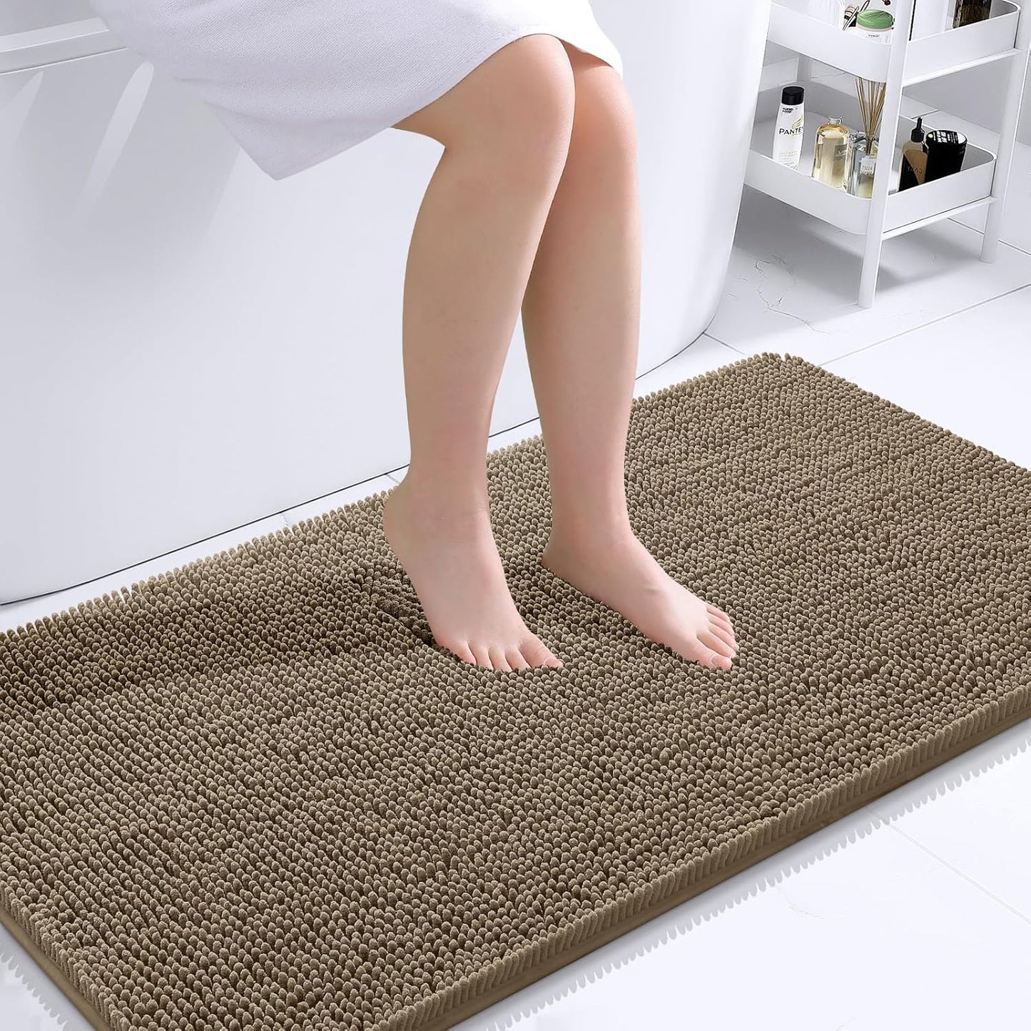 OLANLY Bathroom Runner Rugs - Extra Soft Absorbent Chenille | Quick-Dry, Machine Washable, 44x24, Tan