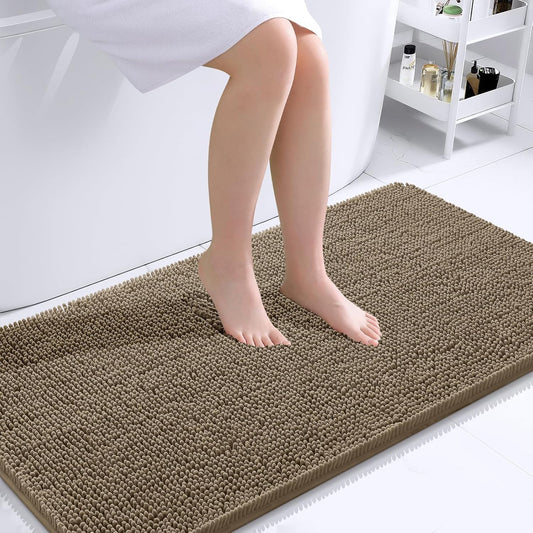 OLANLY Bathroom Runner Rugs - Extra Soft Absorbent Chenille | Quick-Dry, Machine Washable, 44x24, Tan