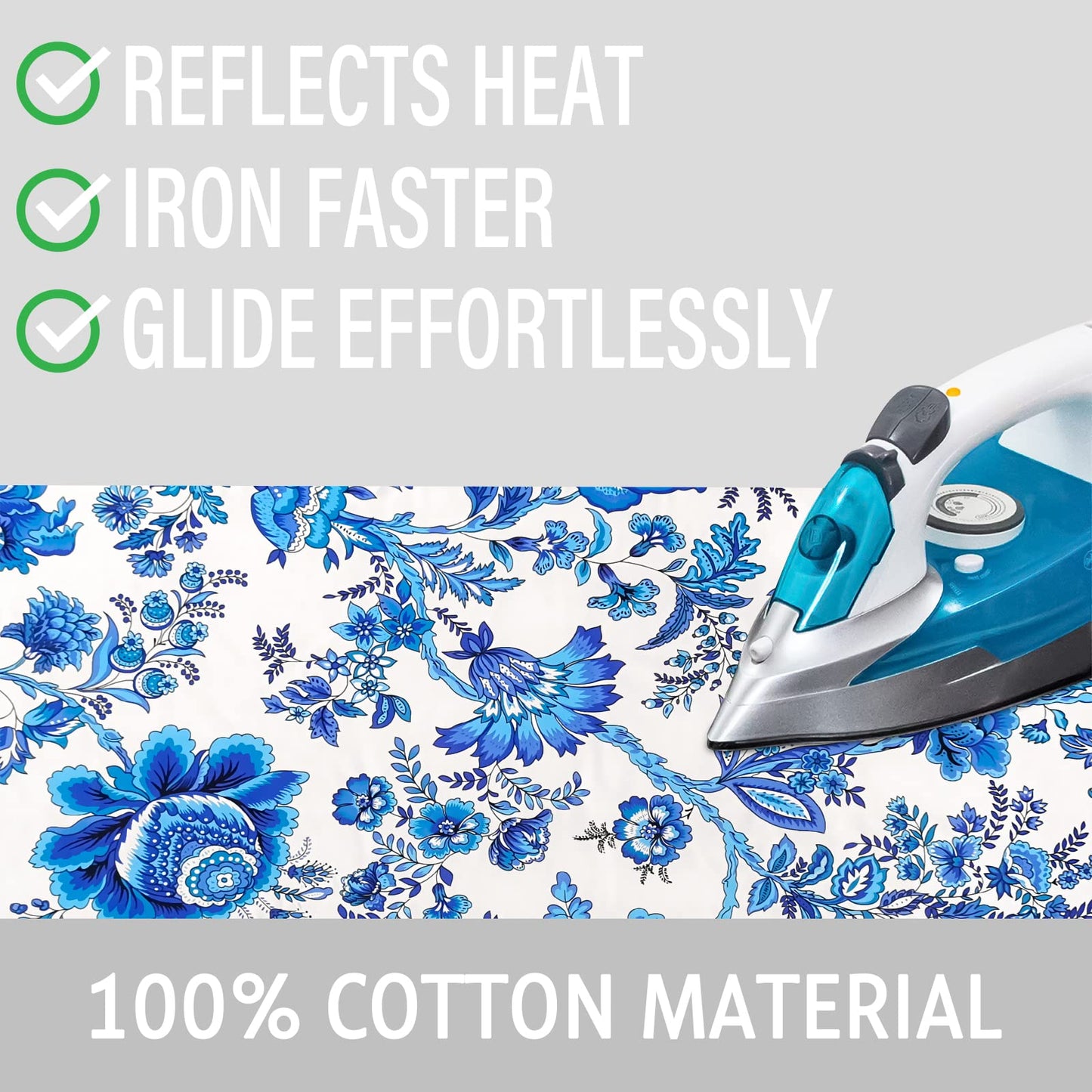 Memeaty Ironing Board Cover and Pad 15x54 Inch Standard Ironing Board Cover with Elastic Edge and Hook and Loop Fasteners Scorch and Stain Resistant Cotton Ironing Covers with Thick Padding