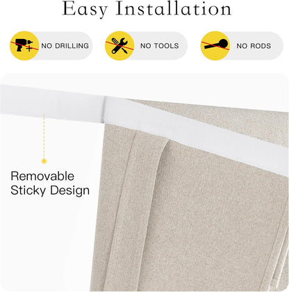 NICETOWN 100% Blackout Door Curtains - Thermal Insulated Privacy for French Doors | Natural, W26 x L69 Inch