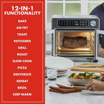 Emeril Lagasse Extra Large Air Fryer Toaster Oven - 24 Cooking Functions, 26QT Capacity, Stainless Steel Finish