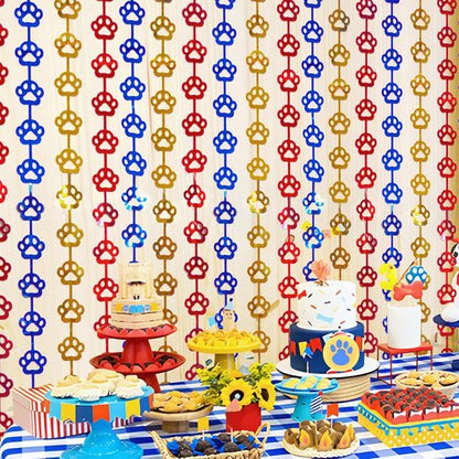 LOLStar Paw Birthday Decorations - 2 Pack Red, Yellow & Blue Tinsel Foil Fringe Curtains | 3.3 x 6.6ft Photo Booth Props & Room Decor