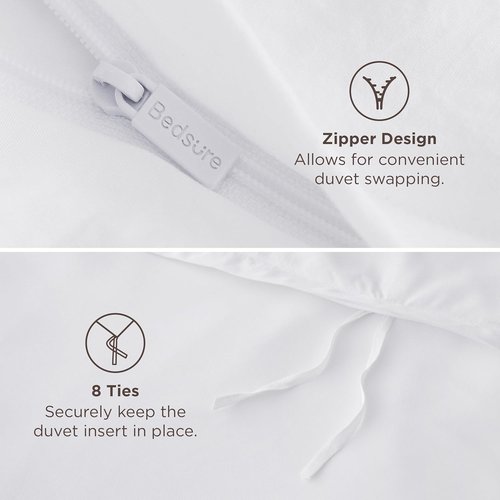 Bedsure Duvet Cover - Queen Size Luxury Soft Bedding, Double Brushed All Season, White, Zipper Closure (90"x90")