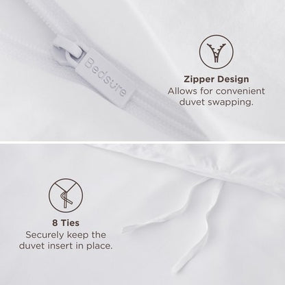 Bedsure Duvet Cover California King Size - Only Includes 1 Duvet Cover (104"x98"), Hotel Luxury Soft Double Brushed All Season Bedding, Zipper Closure, White (No Comforter, No Pillow Shams)