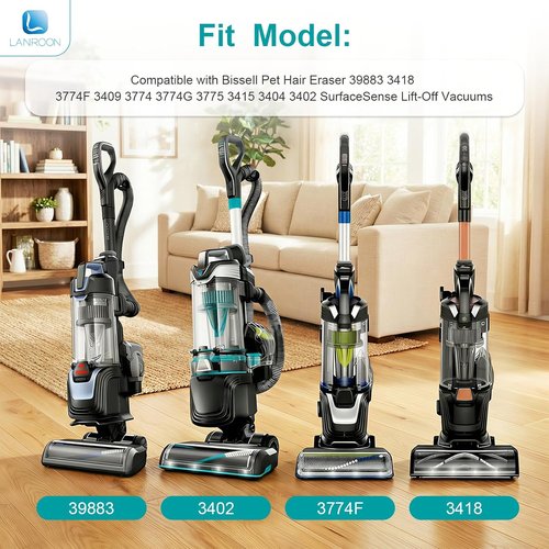 Bissell Pet Hair Eraser Filters - 2 Filters & 4 Foam Inserts for SurfaceSense Lift-Off Vacuums