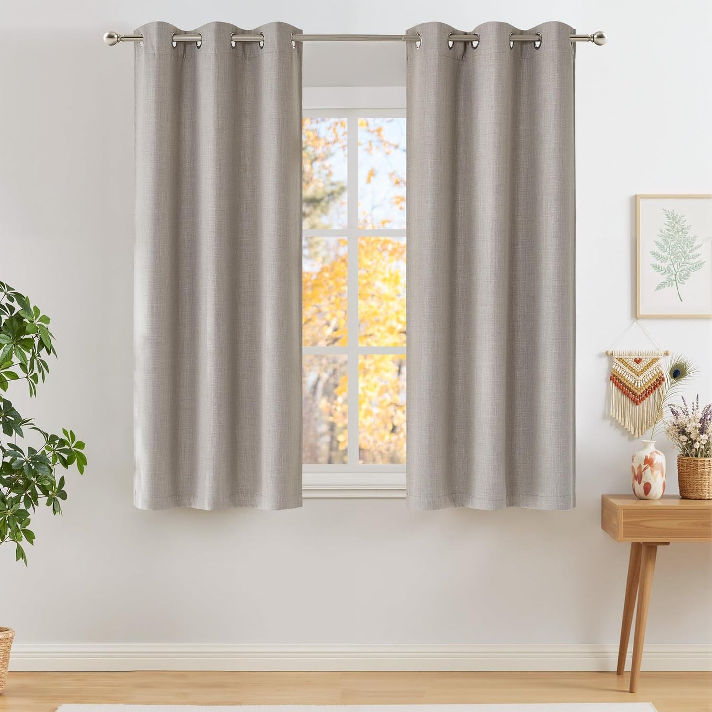 NICETOWN Blackout Curtains | Short Faux Linen Angora | 63-Inch Privacy Panels for Kitchen & Living Room, 2 Panels