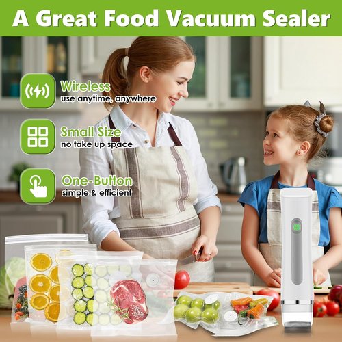 Handheld Vacuum Sealer - Compact Food Saver with Visible Water Tank & 30 Reusable Bags | 6X Freshness Preservation