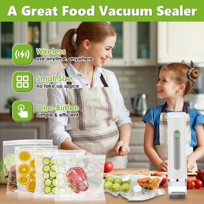 Handheld Vacuum Sealer - Compact Food Saver with Visible Water Tank & 30 Reusable Bags | 6X Freshness Preservation