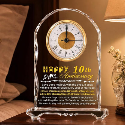 10th Anniversary Crystal Clock Gift for Wife, Husband, or Couple - Variation: 10th Wedding Anniversary