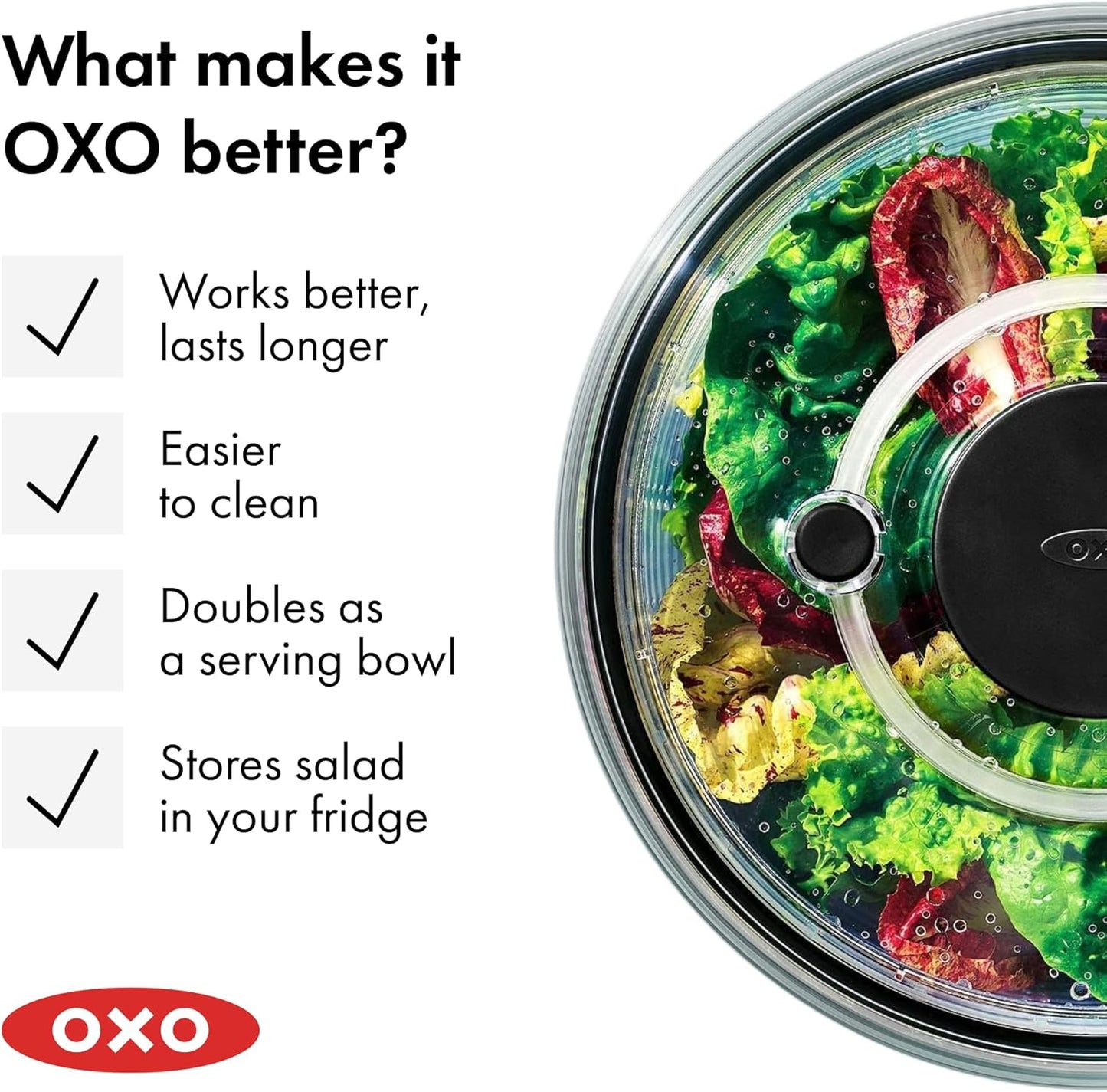 OXO Good Grips Glass Salad Spinner - Large 6.22-Qt BPA-Free Lettuce & Fruit Washer with Easy Pump