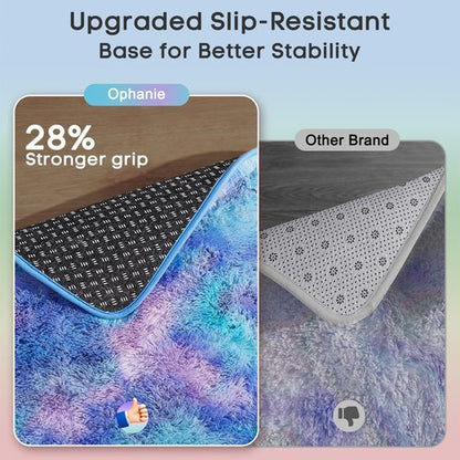 Ophanie Rainbow Purple Mermaid Rugs for Living Room 6x9, Kids Fluffy Shag Fuzzy Plush Soft Carpets, Floor Shaggy Area Rugs for Bedroom, Carpet for Kids Girls Dorm Nursery Home Decor Aesthetic