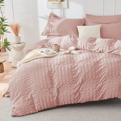HYMOKEGE Rose Gold Queen Comforter Set - 7-Piece Luxury Bedding Set with Sheets, Pillowcases & Shams