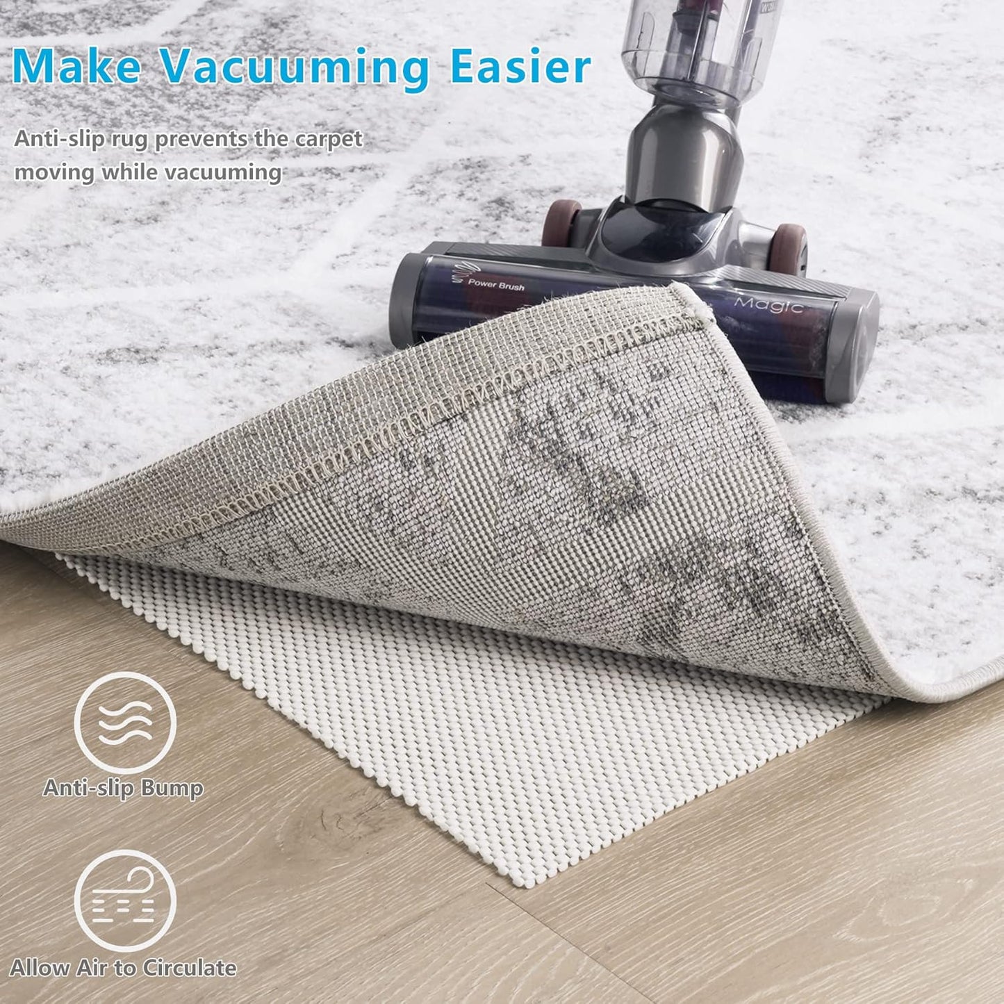 Skiennix Non-Slip Area Rug Pad - Extra Thick 9x12 Feet Anti-Skid Gripper for Hardwood Floors