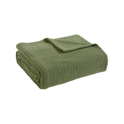 Fiesta - King Blanket, Soft Thermal Cotton Blanket (King, Sage)